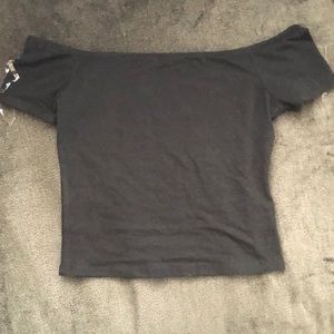 Black off the shoulder crop top